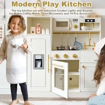 inFUNSAME Kids Play Kitchen Set with Real Lights & Sounds