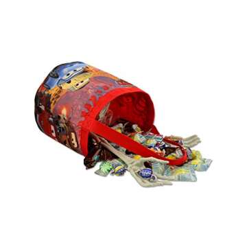 Disney Cars 3 Boys Collapsible Nylon Halloween Bucket Toy Storage Tote Bag (One Size, Red/Multi)