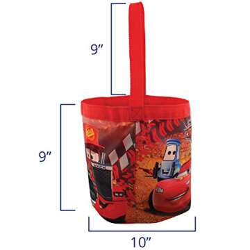 Disney Cars 3 Boys Collapsible Nylon Halloween Bucket Toy Storage Tote Bag (One Size, Red/Multi)