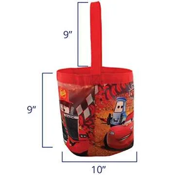 Disney Cars 3 Boys Collapsible Nylon Halloween Bucket Toy Storage Tote Bag (One Size, Red/Multi)