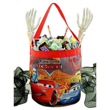 Disney Cars 3 Boys Collapsible Nylon Halloween Bucket Toy Storage Tote Bag (One Size, Red/Multi)