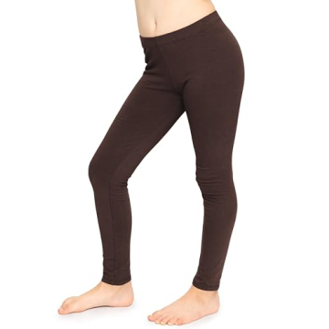 STRETCH IS COMFORT Girl's Cotton Leggings - Cozy Fit in Brown, XX-Small