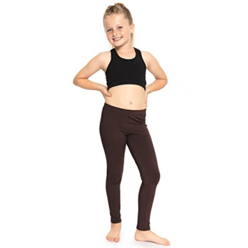 Girl's Cozy Cotton Leggings in Brown, XX-Small
