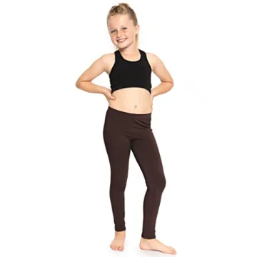 Girl's Cozy Cotton Leggings in Brown, XX-Small