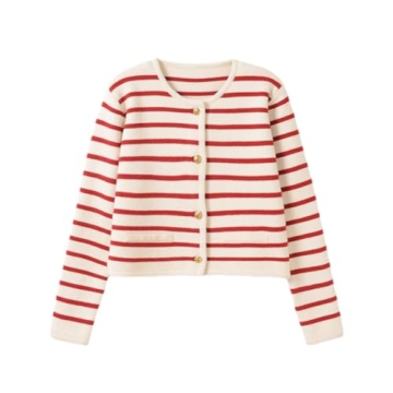 Old Money Aesthetic Striped Cardigan Sweater - Trendy Cropped Style for Women