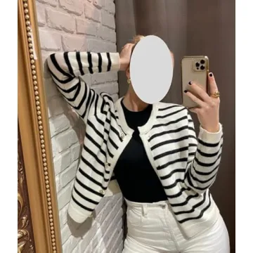 Old Money Striped Cardigan for Women - Trendy Fashion Staple