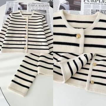 Old Money Striped Cardigan for Women - Trendy Fashion Staple