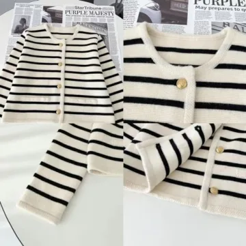Old Money Striped Cardigan for Women - Trendy Fashion Staple