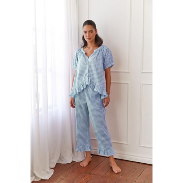 Stylish Argeousgor Women Plaid Pajama Set for Comfort