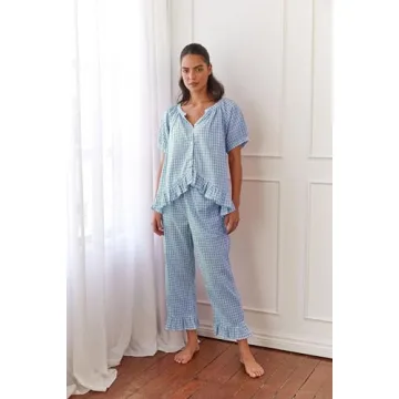 Stylish Argeousgor Women Plaid Pajama Set for Comfort