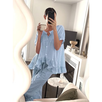 Stylish Argeousgor Women Plaid Pajama Set for Comfort