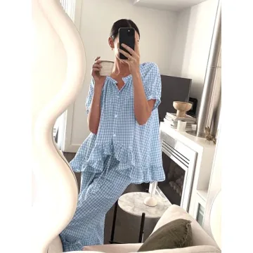 Stylish Argeousgor Women Plaid Pajama Set for Comfort