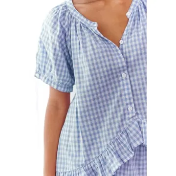 Stylish Argeousgor Women Plaid Pajama Set for Comfort