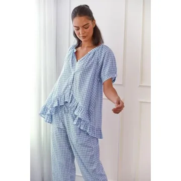Stylish Argeousgor Women Plaid Pajama Set for Comfort