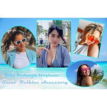 Eyegla 8 Pack Rectangle Sunglasses for Women Retro Trendy Square Party Glasses Bulk Vintage Chunky Frame 90s Sun Glasses for Women Men