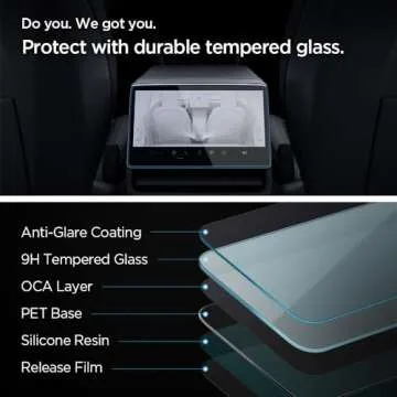 Spigen Tempered Glass Screen Protector [GlasTR Slim] designed for Tesla Model 3 (2024/2025), New Model Y Juniper (2025) 8" Rear Touchscreen - Matte/Anti Finger Print
