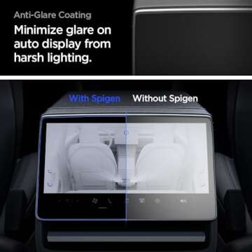 Spigen Tempered Glass Screen Protector [GlasTR Slim] designed for Tesla Model 3 (2024/2025), New Model Y Juniper (2025) 8" Rear Touchscreen - Matte/Anti Finger Print