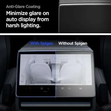 Spigen Tempered Glass Screen Protector [GlasTR Slim] designed for Tesla Model 3 (2024/2025), New Model Y Juniper (2025) 8" Rear Touchscreen - Matte/Anti Finger Print