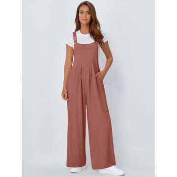 AUTOMET Womens Beach Vacation Outfits Jumpsuits Overalls Wide Leg Casual Summer Spring Outfits Rompe...