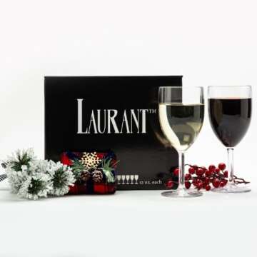 LAURANT Plastic Wine Glasses Set of 6(12 oz) (Unbreakable Wine Glasses with Stem) 100% Tritan & BPA ...