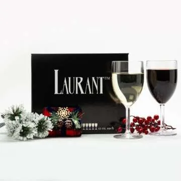 LAURANT Plastic Wine Glasses Set of 6(12 oz) (Unbreakable Wine Glasses with Stem) 100% Tritan & BPA ...