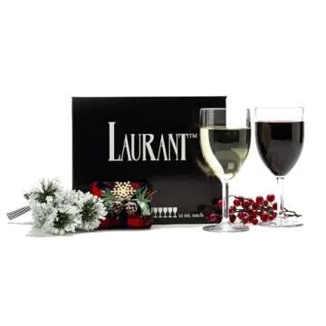 LAURANT Plastic Wine Glasses Set of 6(12 oz) (Unbreakable Wine Glasses with Stem) 100% Tritan & BPA Free (Dishwasher Safe) Reusable, In/Outdoor, Parties, Events, Pool, Hotels, Resorts Made in USA nnn
