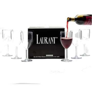 LAURANT Plastic Wine Glasses Set of 6(12 oz) (Unbreakable Wine Glasses with Stem) 100% Tritan & BPA Free (Dishwasher Safe) Reusable, In/Outdoor, Parties, Events, Pool, Hotels, Resorts Made in USA nnn