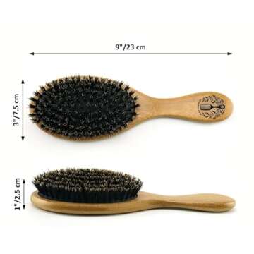 Natural Boar Bristle Hairbrush for women, men and kids. Boar bristle brush for soft, fine and thin hair. Brush that gives shine and health to the hair, improve texture and reduce Frizz