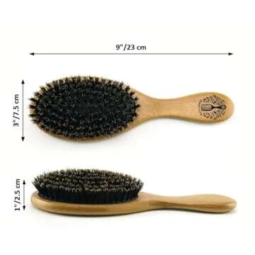 Natural Boar Bristle Hairbrush for women, men and kids. Boar bristle brush for soft, fine and thin hair. Brush that gives shine and health to the hair, improve texture and reduce Frizz