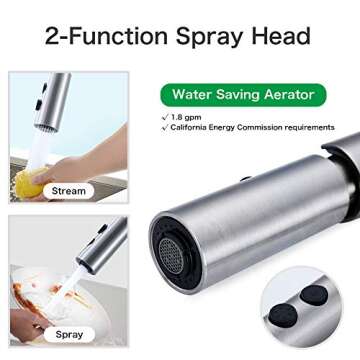 badiJum Touchless Kitchen Faucet, Single Handle, Pull-Out Spray, Brushed Nickel, Lead-Free, Modern Stainless Steel