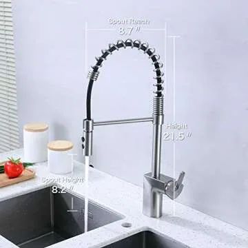 badiJum Touchless Kitchen Faucet, Single Handle, Pull-Out Spray, Brushed Nickel, Lead-Free, Modern Stainless Steel