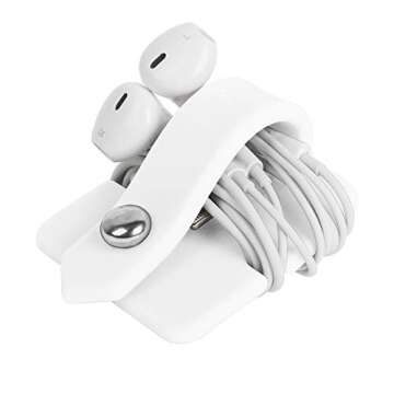 ELFRhino Cord Organizer Earbuds Holder Earphone Wrap Earphones Organizer Headset Headphone Earphone Wrap Winder Cord Manager Cable Winder White