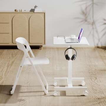 JUNHEDAMAI Mobile Standing Desk Adjustable Height, Portable Rolling Laptop Desk with Lockable Wheels...