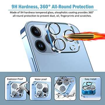QHOHQ [3 Pack] Tempered Glass Camera Lens Protector for iPhone 13 Pro 6.1" ＆ iPhone 13 Pro Max 6.7...