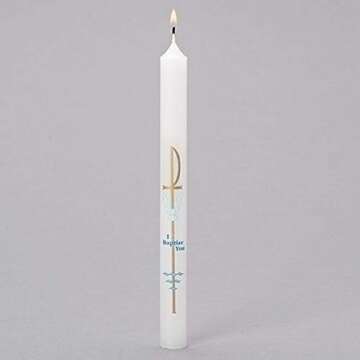 Roman 95647 Baptismal Christian Taper Candle, 10-inch Height
