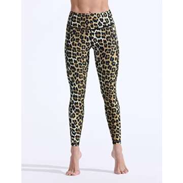 FITTIN Leopard Printed Yoga Leggings for Women with Pocket - Ankle Length Pants for Running Sports F...