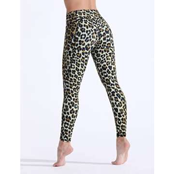 FITTIN Leopard Printed Yoga Leggings for Women with Pocket - Ankle Length Pants for Running Sports Fitness Workout Gym Brown Medium