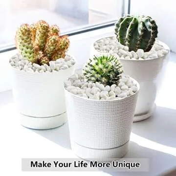 YISZM 2LB Succulent and Cactus Gravel Pebbles, 1/5 Inch White Natural Decorative Polished Stones, River Rocks for Plants, Vases, Aquariums, Terrarium and Outdoor Gardening,White