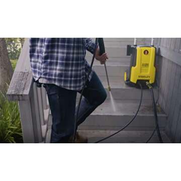 Stanley SHP2150 Portable Electric Pressure Washer, 2150 PSI, 1.4 GPM, 13 AMP, with Metal Lance, Foam Cannon, Quick Connect Gun, 25' Hose, 25lbs