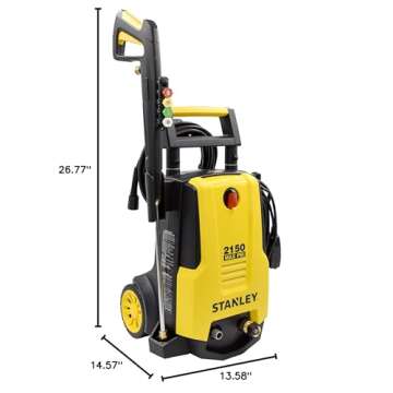 Stanley SHP2150 Portable Electric Pressure Washer, 2150 PSI, 1.4 GPM, 13 AMP, with Metal Lance, Foam Cannon, Quick Connect Gun, 25' Hose, 25lbs