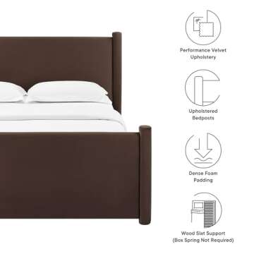Modway Rael King Platform Bed Frame in Chocolate Brown