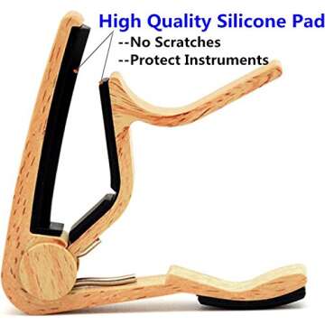 WINGO Guitar Capo for Acoustic and Electric Guitar with 5 Picks, Burlywood