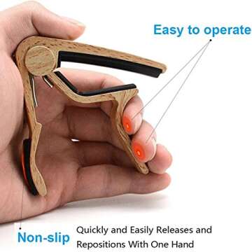 WINGO Guitar Capo for Acoustic and Electric Guitar with 5 Picks, Burlywood