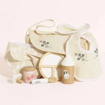 Le Toy Van - Honeybake - Baby Doll Accessories - Natural Cotton + Wooden Toy Dolls Nursing Accessori...