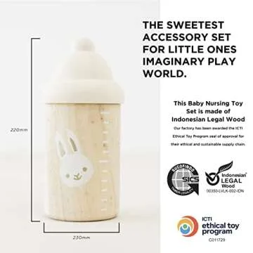 Le Toy Van - Honeybake - Baby Doll Accessories - Natural Cotton + Wooden Toy Dolls Nursing Accessories Set - Scaled Doll Accessories - 8 Piece Set - Dolls and Toys 30-35cm - Age 2+ Years