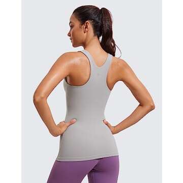 CRZ YOGA Butterluxe Womens Racerback High Neck Tank Top - with Built in Bra Workout Padded Yoga Athl...