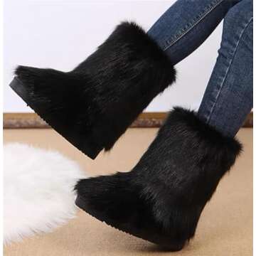 Valpeak Snow Boots for Women - 2023 Fashionable Furry Winter Boots