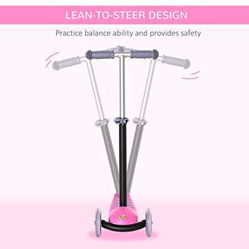 Qaba 3-in-1 Ride On Push Car, Kids Scooter, Sliding Walker, Push Rider, with Adjustable Handlebar, 3 Balanced Wheels, Removable Storage Seat, for Boys and Girls Aged 2-6 Years Olds, Pink