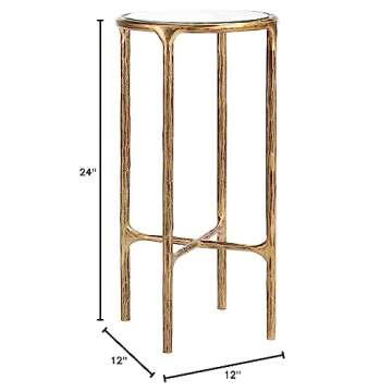 SAFAVIEH Couture Home Collection Jessa Brass Metal/Tempered Glass Top Tall Round End Table (Fully Assembled)