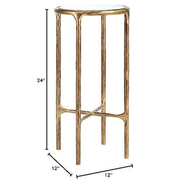 SAFAVIEH Couture Home Collection Jessa Brass Metal/Tempered Glass Top Tall Round End Table (Fully Assembled)